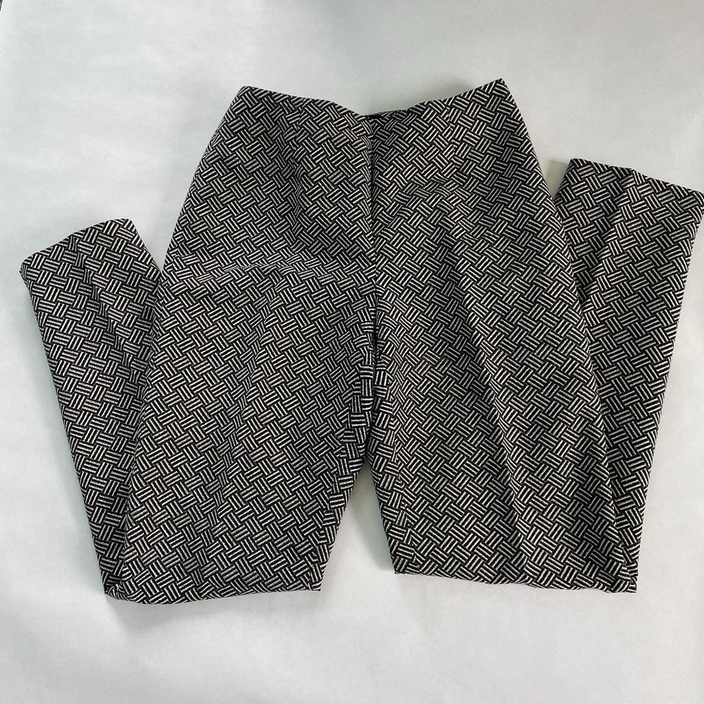 DANA BUCHMAN SILK/Cotton SLIM BLACK/WHITE ANKLE PANTS (4)
